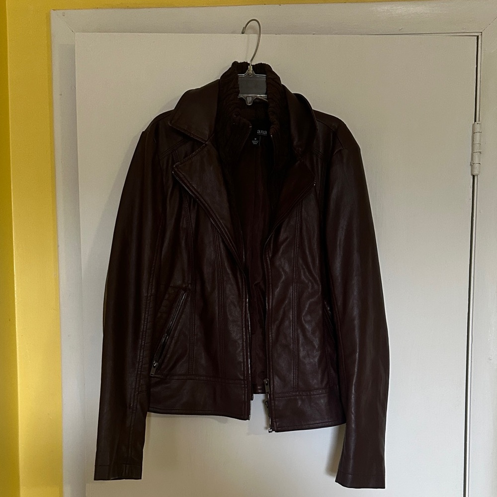 a.n.a Rich Brown Leather Jacket